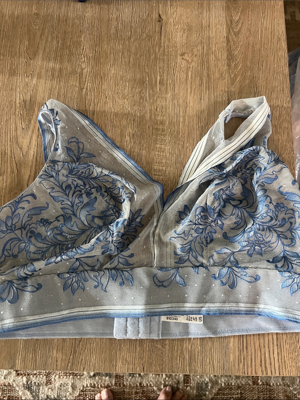 Wacoal Blue and Gray Floral Sheer Bralette